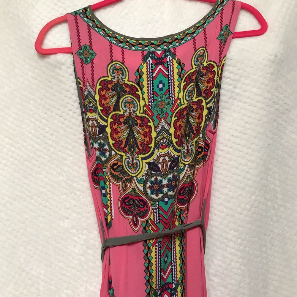 Pink Aztec pattern high low dress - Picture 5 of 8